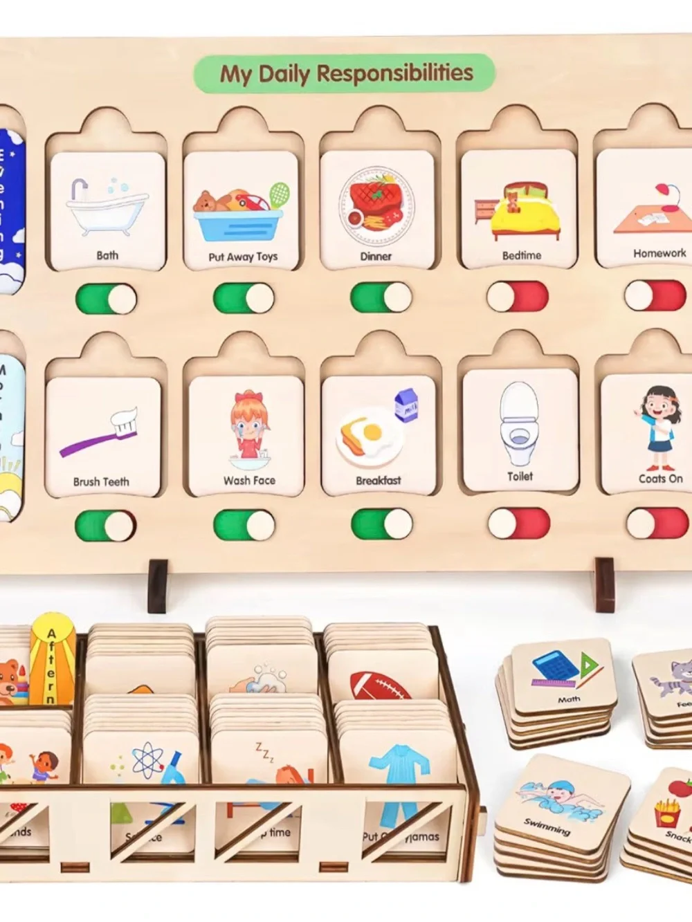Wooden Visual Timetable Schedule For Kids/Toddlers